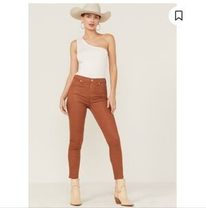 7 For All Mankind Skinny Coated Jean In Brown